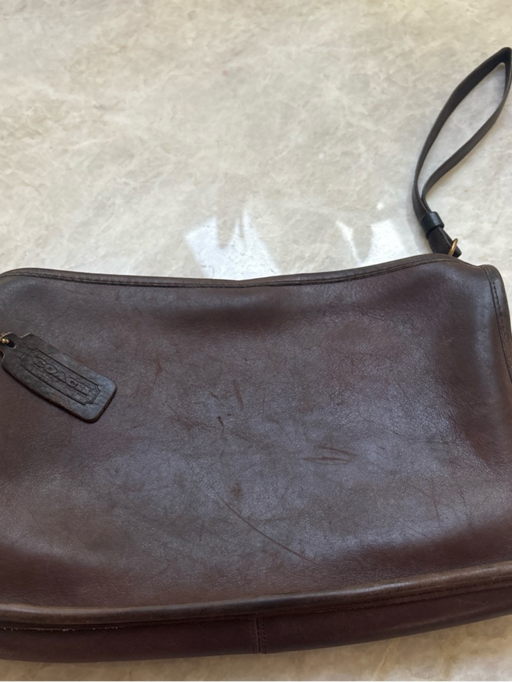 Vintage coach zip top Clutch Travel Collection Leather Mahogany Brown